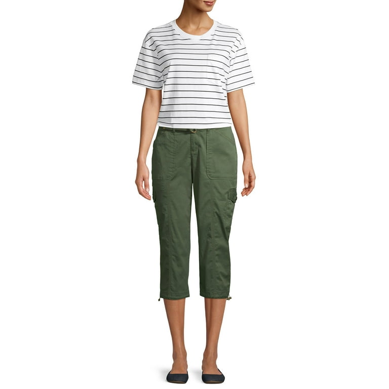 Time and Tru Belted Cargo Capri Pants Walmart