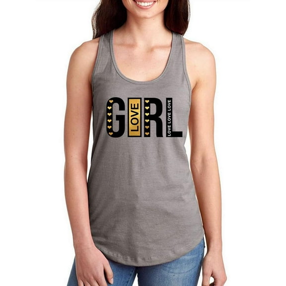 Girl Love Noir Gold  Racerback Tank Women -Image by Shutterstock, Female XX-Large