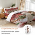 thumbnail image 7 of Christmas Bedding Duvet Cover Set Queen Size 4 Pieces Red View Christmas Tree Hut Light Golden Snowflakes Bedding Set with Zipper Closure,1 Comforter Cover 90x92 Inches 1 Flat Sheet & 2 Pillow Cases, 7 of 7
