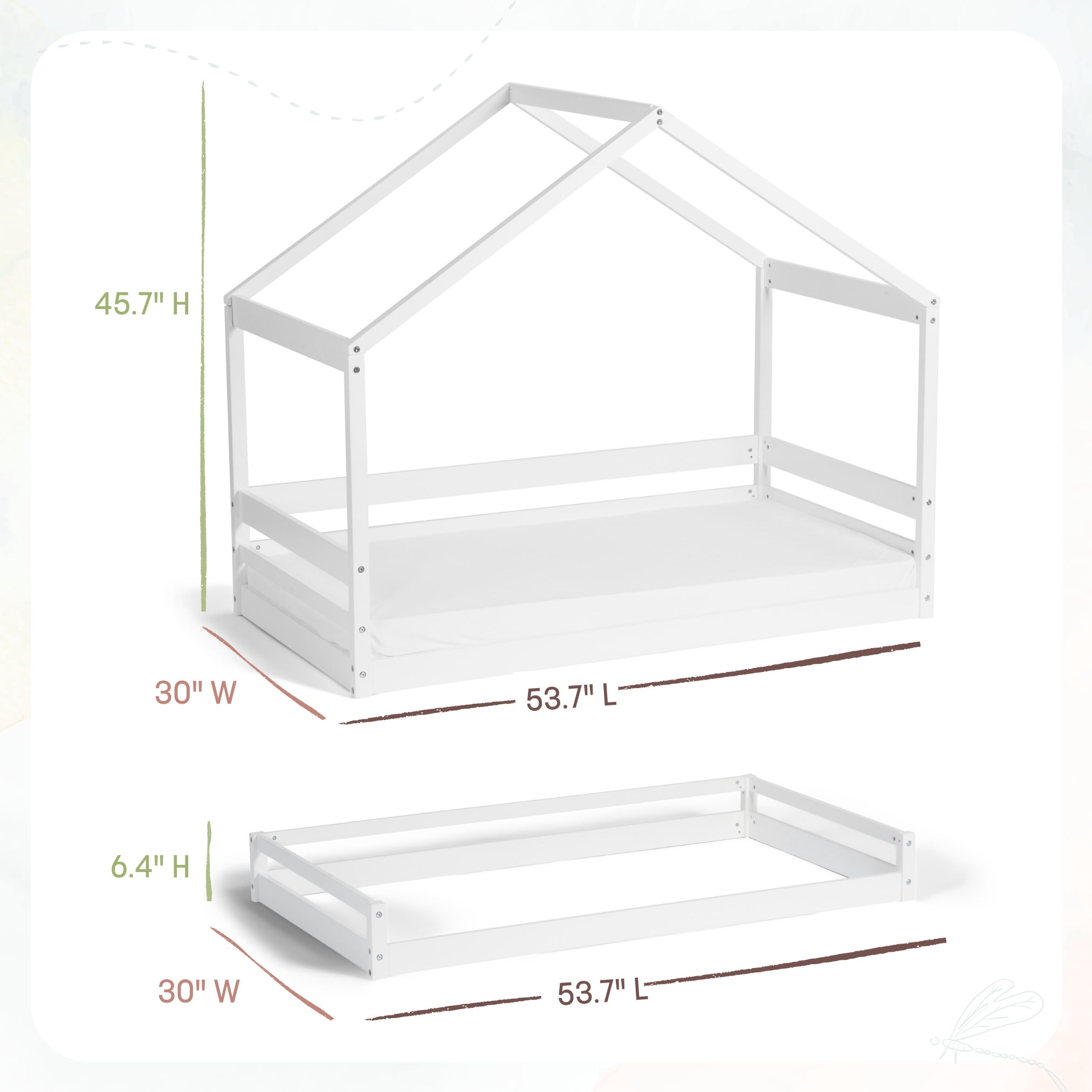 Little Seeds Trellis House Toddler Bed, True White