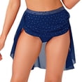 thumbnail image 3 of TiaoBug Women's Rhinestone Lyrical Ballet Dance Skirts Flowy Hem High Low Skirt Figure Skating Dancewear Bottoms Navy Blue L, 3 of 5
