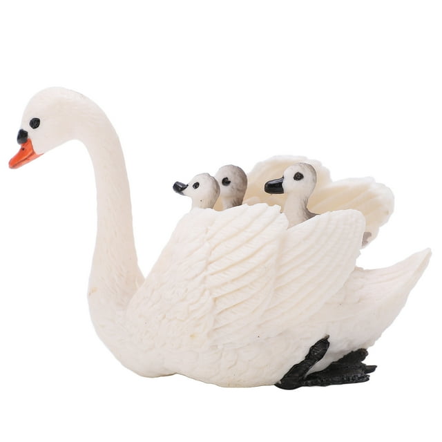LYUMO White Swan Model,Swan Model Toy,White Swan Ornament Carrying Small Swans High Simulation Lifelike Animal Model Educational Toy