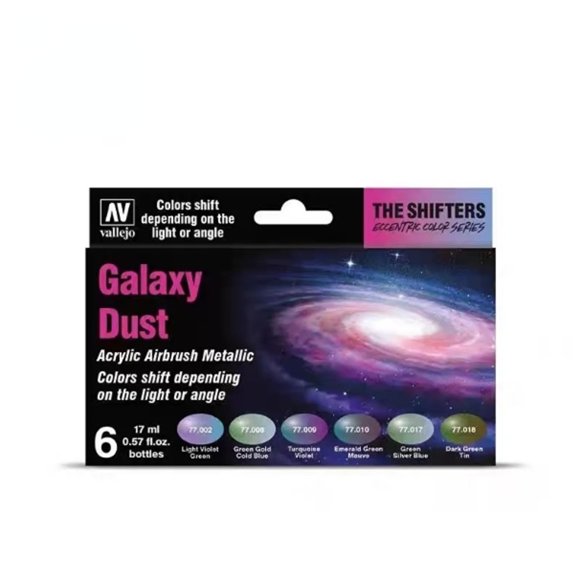 Vallejo Galaxy Dust Colorshift Metallic Airbrush Paint Set, 6 Colors 17ml Bottles