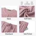 thumbnail image 6 of Weekease Two Piece Pajama Sets for Women V Neck Button up Tops Drawstring Pants Casual Lounge Set with Pockets, 6 of 8