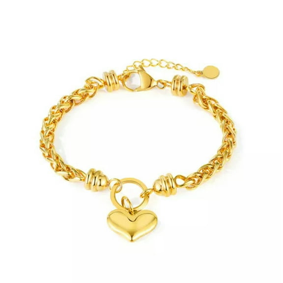 K-KED Classic French-Style Luxury Heart-Shaped Women's Stainless Steel Bracelet-Gold