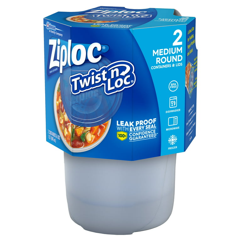 Ziploc Brand, Food Storage Containers with Lids, Twist 'n Loc, Medium Round,  4 ct