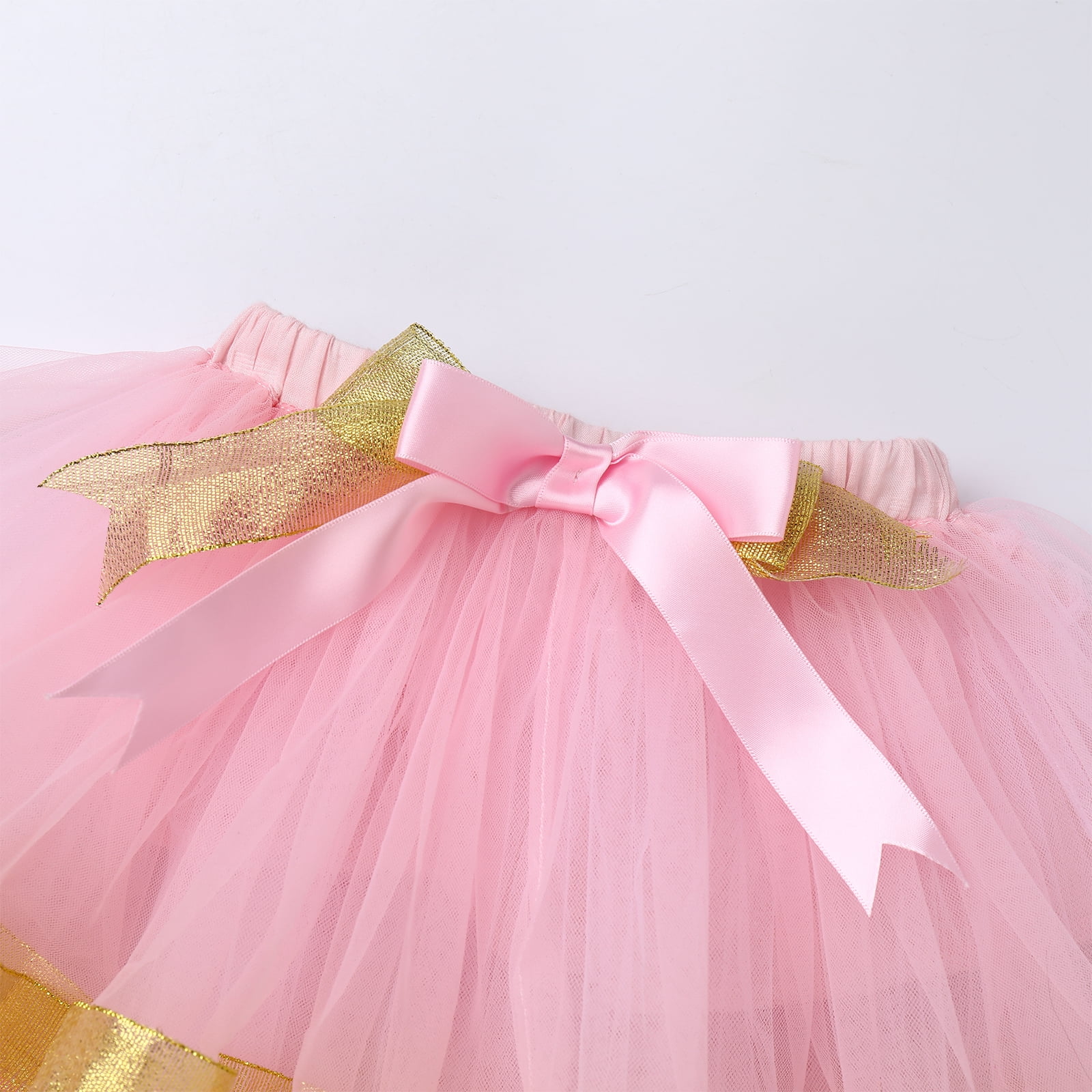 IBTOM CASTLE Toddler Baby Girls Princess Birthday Outfits Sleeveless Printed Vest Tops+Tulle Tutu Dress+Flower Crown Party Clothes 4-5 Years Pink