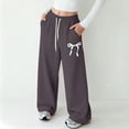 thumbnail image 2 of Soepste Girls Size 8 Pants Girls Wide Leg Sweatpants Girl'S Bowknot Baggy Sweatpants Lightweight Straight Leg Athletic Pants With Pockets, 2 of 4
