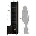thumbnail image 3 of IRONCK 71" Tall Narrow Bookcase with Adjustable Shelves, 5 Tier Cube Bookshelf with 1 Door Storage Cabinet, Black, 3 of 8