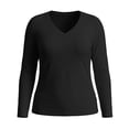 thumbnail image 7 of Lirrtw Women's Plus Size Long Sleeve Shirts Slim Fit V Neck Thermal Tight Tees Solid Color Basic Undershirt Fall Winter Base Layer(Black,X-Large), 7 of 7