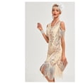 thumbnail image 4 of 1920s Vintage Dress Summer Fringe Beaded Great Gatsby Flapper Evening Dress Party Cocktail Prom,S,Apricot, 4 of 9