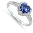 thumbnail image 4 of CHOOSE YOUR COLOR White CZ Heart Solitaire Love Ring 925 Sterling Silver Band Blue Female Size 6, 4 of 4
