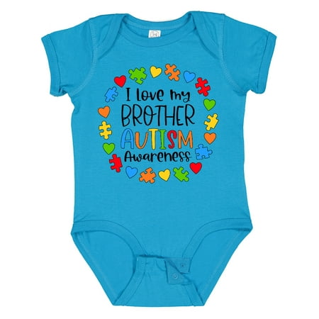 

Inktastic I Love My Brother Autism Awareness Gift Baby Boy or Baby Girl Bodysuit