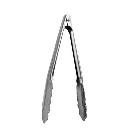 Cambro Scalloped Tongs - Thunder Group SLTHUT107, 7-Inch 1-Piece Stainless Steel Scalloped Heavy Duty Utility Tong