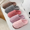 thumbnail image 4 of dmqupv Womens Fuzzy Slippers Platforms Warm Cotton Flat Household Casual Shoes Women Sliper Fashion Ladies Women's Slipper Pink 9, 4 of 9