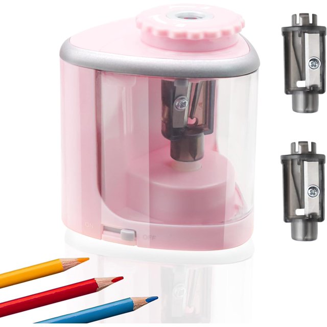 HUGFEGWE Battery Pencil sharpeners for Colored Pencils, Portable Electric Pencil Sharpener for #2 No.2 HB Pencils (6-8mm), Battery Operated sharpeners for Artist Classroom School Work AZ824-25389