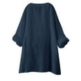 thumbnail image 5 of ShomPort Women's Cotton Linen Shirts Summer Loose V-Neck Button Mid/Long Sleeve Blouses Casual Long Pullovers Tops, 5 of 5