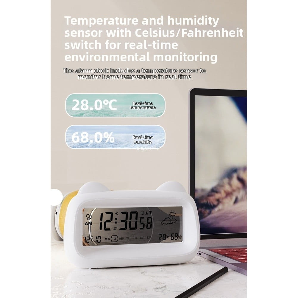 Transparent Lcd Digital Alarm Clock With Calendar Timer Temperature Humidity