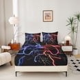 thumbnail image 3 of Erosebridal Teens Gamepad Bed Sheets Set Twin Size, Futuristic Lightning Bed Sheets Twin, Blue Red Twin Sheet Sets, Ultra Soft Room Decoration, 3pcs, 3 of 6