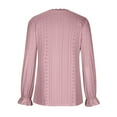 thumbnail image 4 of Fall Tops for Women V Neck Long Sleeve Lace Trim Hollow out Trendy Blouse Solid Color Going out Tunic Shirt, 4 of 6