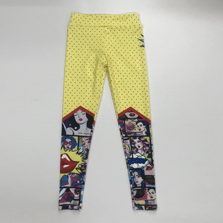 Spot explosion models Fashion summer hot new print cartoon pattern sports fitness pencil pants yoga pants yellow M