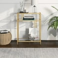 thumbnail image 6 of Evelyn&Zoe Cortland 22" Wide Rectangular Console Table with Glass Shelves, Brass, 6 of 8
