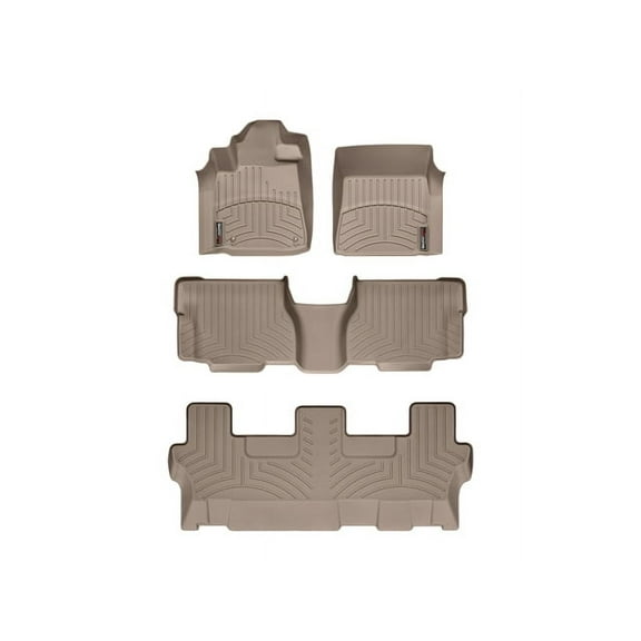 WeatherTech Custom Fit FloorLiners compatible with 2008-2011 Toyota Sequoia - Complete Set (1st, 2nd, & 3rd Row), Tan