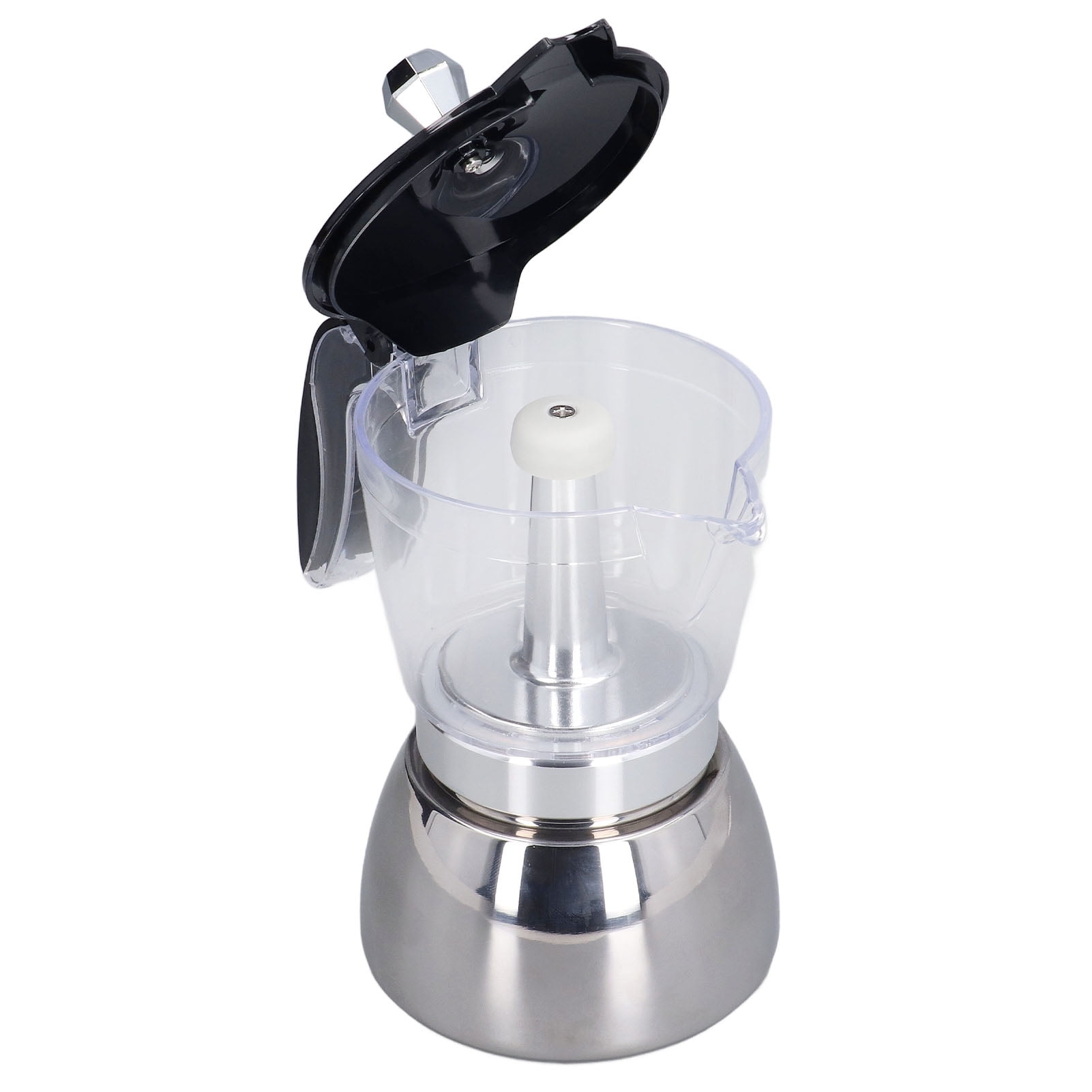 Stovetop Coffee Maker 6 Cup Moka Pot with Clear ABS Top, Stainless Steel Coffee Making Pot, Durable, Even Heat Distribution, Enhances Flavor and Aroma, Portable, for Home Office, Travel, Perfect Gift