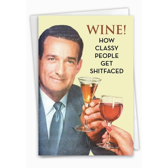 NobleWorks Funny Birthday Greeting Card with 5 x 7 Inch Envelope (1 Card) Bday Man Wine C7873BDG