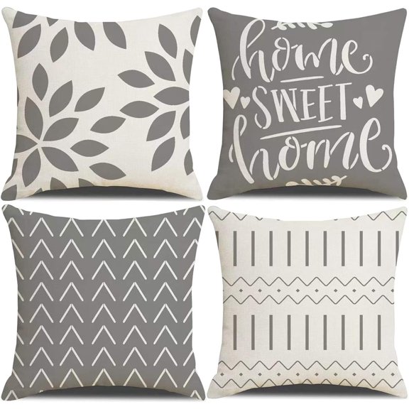 Throw Pillow Covers 20x20 Inch, Pillow Covers 20x20,Squar Pillow Covers Set of 4 Boho Modern Farmhouse Neutral Decorative Pillowcases Linen Cushion Case for Couch, Bed, Home Decor