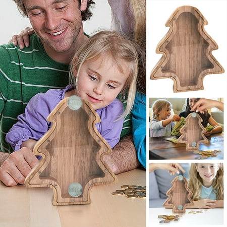 

RnemiTe-amo Christmas Clearance Outdoor Decor！Bank For Kids Boys And Girls Christmas Tree Shaped Bank Personalized Wooden Coin Bank Children s Birthday Gift Children s Day Gift