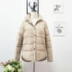 thumbnail image 2 of Chaqueta corta ligera de plumón de pato blanco con cuello de camisa artístico para mujer, de color liso, con cuello cuadrado, combinable con todo, 2 of 6