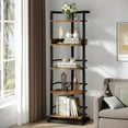 thumbnail image 2 of Book Shelf Narrow Bookshelf: 5 Tier  Bookcase with  Edge Protection Industrial Modern Bookshelf Book Storage Organizer for  Room   Office (Rustic Brown), 2 of 9