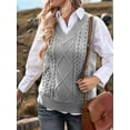 thumbnail image 4 of Oversized Sweater Vest for Women V Neck Sleeveless Solid Color Loose Pullover Sweater Gray XL, 4 of 9