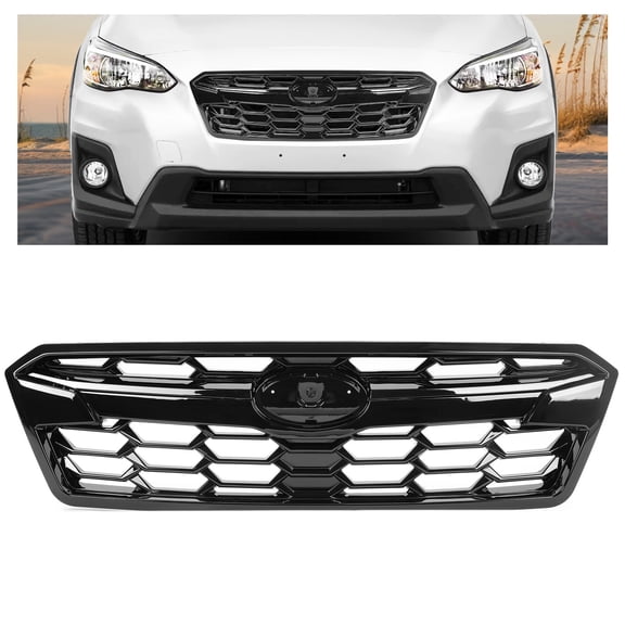 For 2018-2020 Subaru Crosstrek Front Bumper Upper Grille Assembly Glossy Black