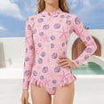 thumbnail image 2 of NAFUU Swimsuit For Girls Long Sleeve O-Neck Zipper One Piece Swim Suits Summer Cartoon Print Bathing Suits For Kids Swimwear Toddler Swimsuits Girl Sizes 5-6 Years, 2 of 4