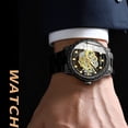 thumbnail image 2 of Reloj Mecánico Vintage de Esqueleto para Hombre, Manecillas Luminosas, Correa de Cuero de Acero Inoxidable, 2 of 5