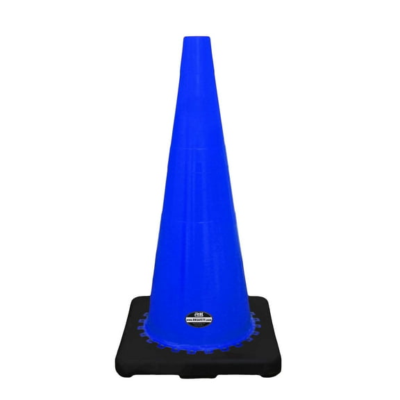 (Set of 16) 28" RK Blue Safety Traffic PVC Cones, Black Base