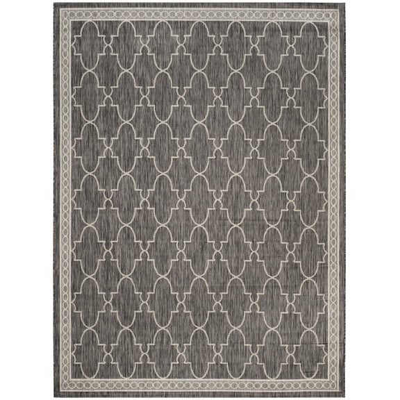 SAFAVIEH Courtyard Zavier Geometric Indoor/Outdoor Area Rug, Black/Beige, 9' x 12'