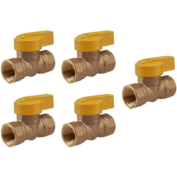 Midline Valve 1PC34-5 Superior One Piece Gas Ball Valve, 3/4 in. FIP Connections, Brass (Pack of 5)