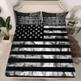 thumbnail image 4 of Camo American Flag Sheet Set Twin,Vintage Grey Black Army Camouflage Bed Sheets Teens,Militarily Bedding Set,Geometric Star Stripe Flag Fitted Sheet + Flat Sheet + 1 Pillowcase, 4 of 5