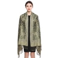thumbnail image 5 of Pashmina Scarf Rave Women Scarves Luxury Paisley Shawl with Fringe Reversible Large Blanket Wrap 78.5" X27.5"(Pea Green), 5 of 8