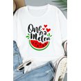 thumbnail image 4 of ABPHQTO Camiseta blanca de manga corta con estampado gráfico One In A Melon para mujer, 4 of 5