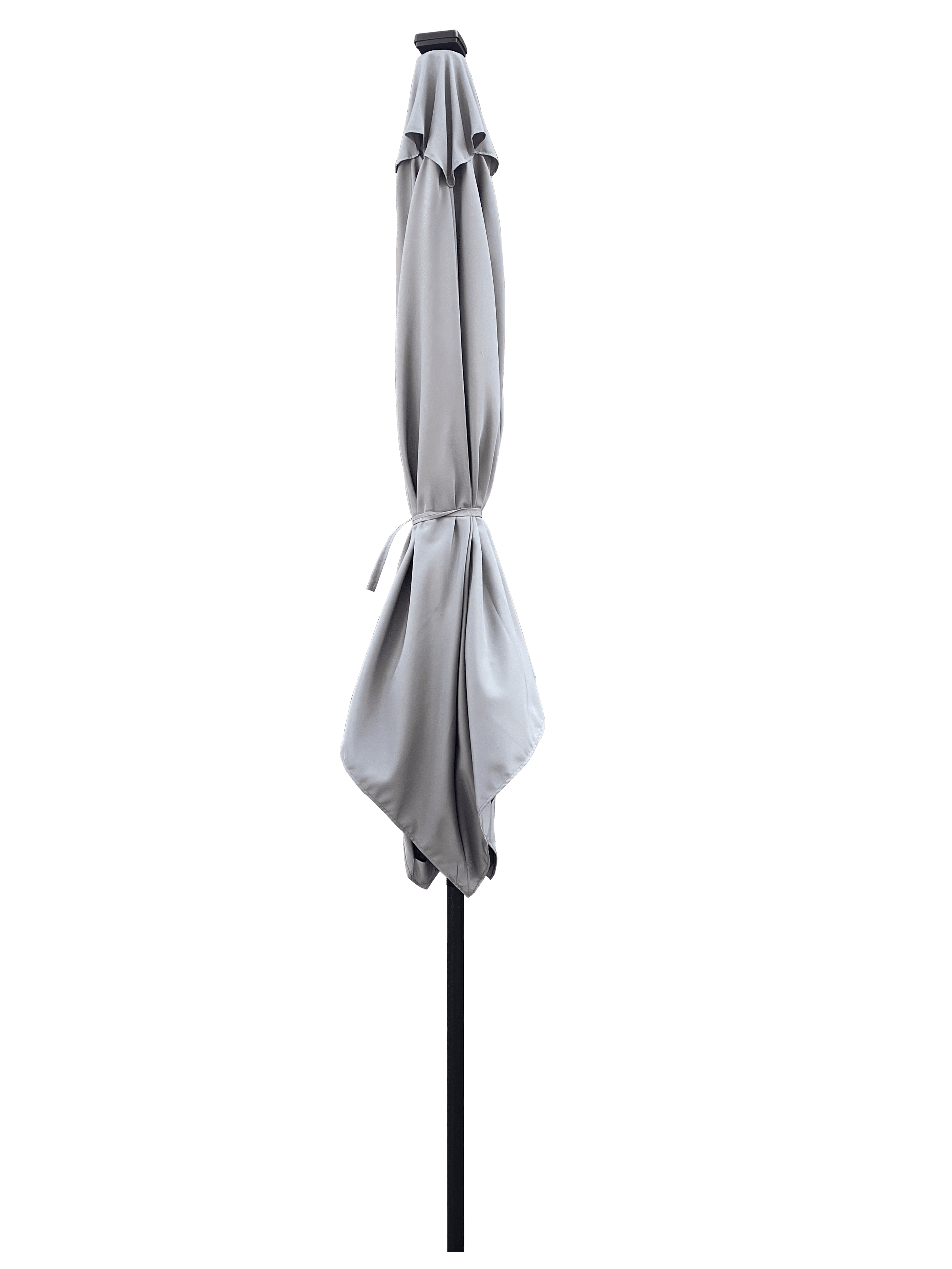 2.5x2.5M Square Outdoor Patio Umbrella, Solar LED Lighted Sun Shade Canopy with 8 Ribs & Crank Base, Medium Grey
