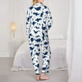 thumbnail image 3 of Pajama Sets for Women 2 Pcs, Dinosaurs Blue Silhouette Button Down Long Sleeve Sleepwear Lounge PJ Sets, 3 of 6