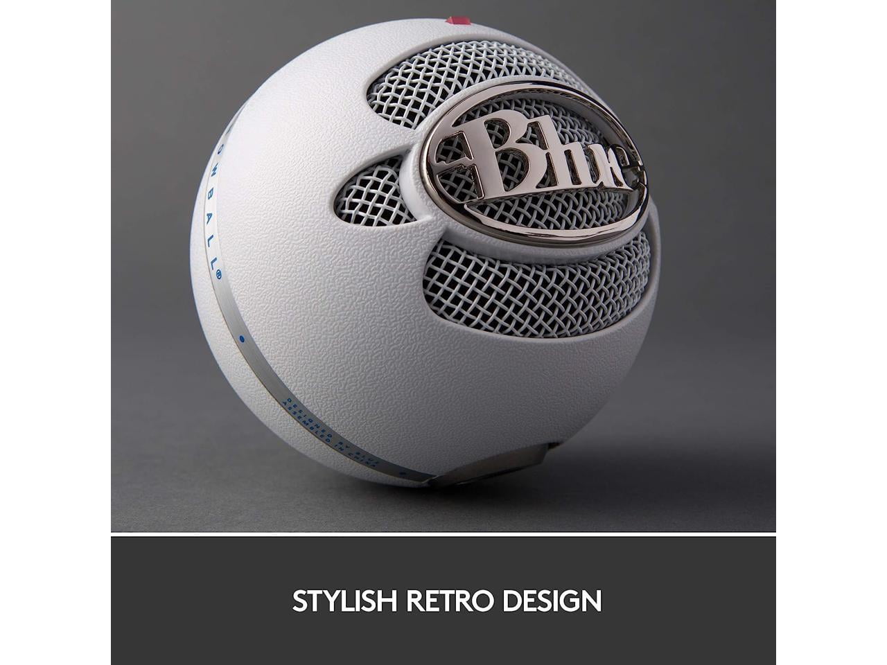 Blue Snowball USB Microphone - Textured White - 2 capsule design - Mac and PC compatible - USB - 3 pickup options - 40Hz - 18kHz