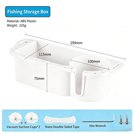 Baguer Abs Fishing Tackle Storage Box for Boat Yacht With Drain Holes and Mounting