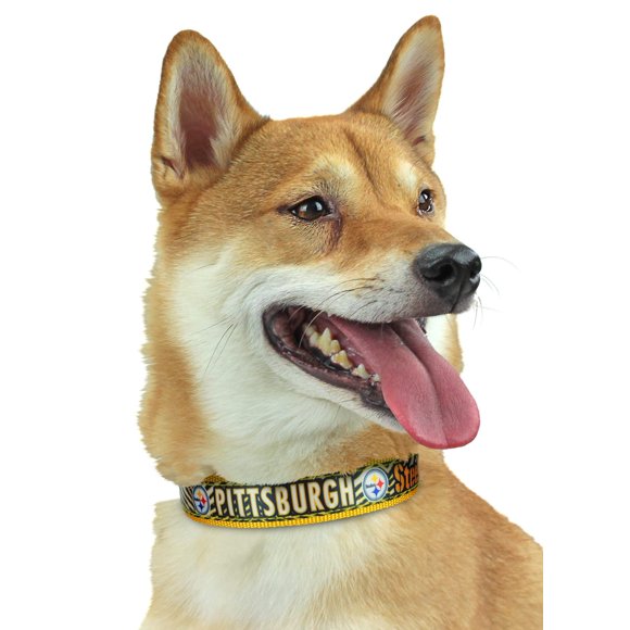 Zubaz NFL Team Adjustable Pet Collar for Dogs & Cats Pittsburgh Steelers Small