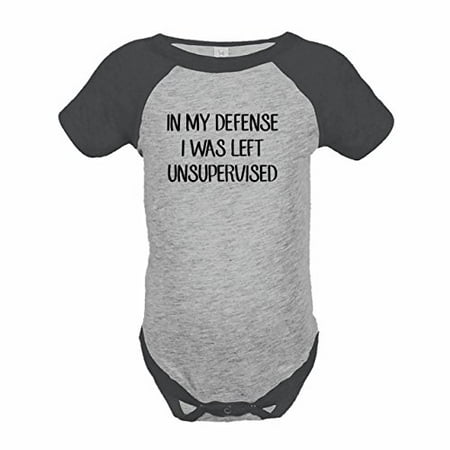 

7 ate 9 Apparel Funny Kids Unsupervised Baseball Onepiece Grey