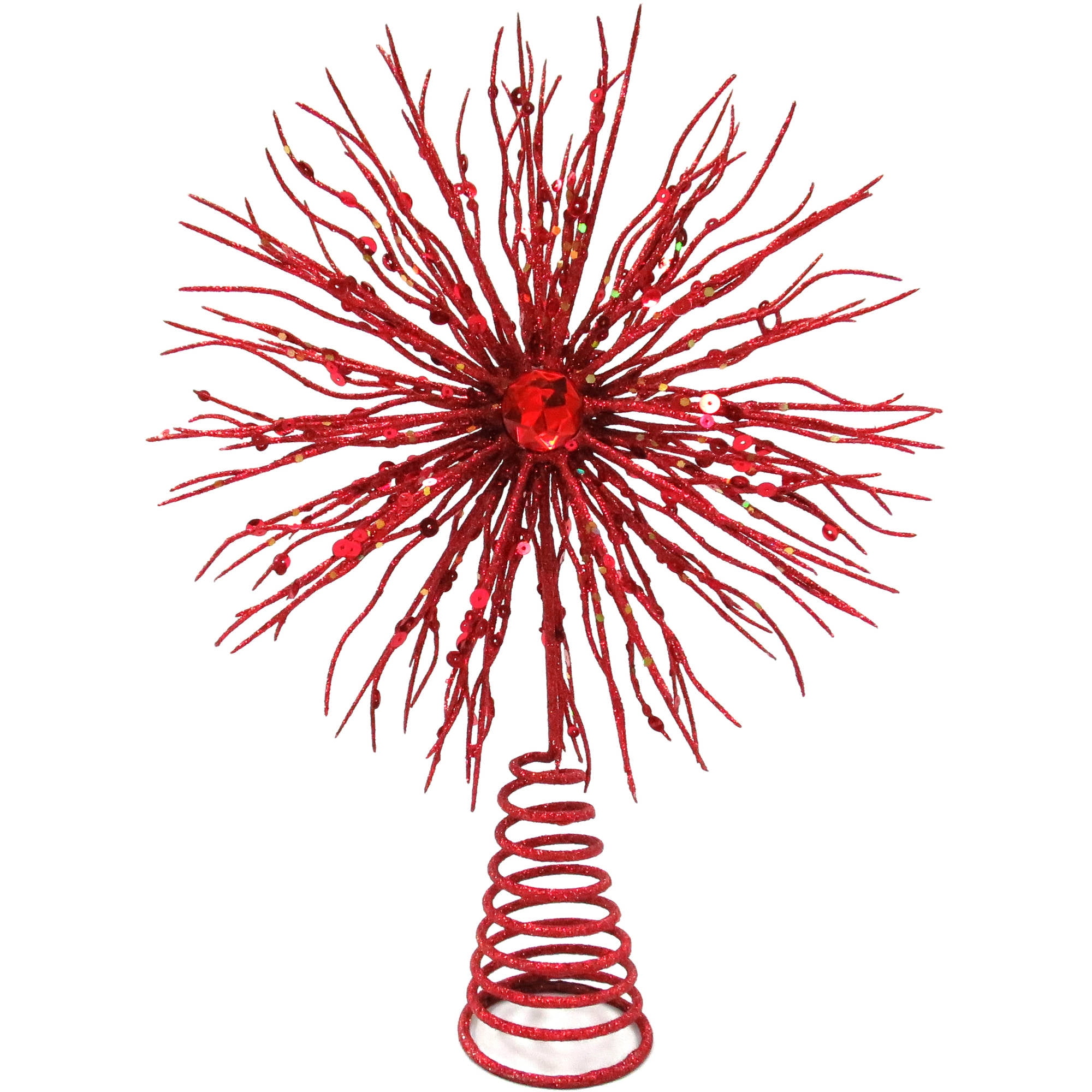 Holiday Time Christmas Decor 12" Glitter Red Starburst Tree Topper